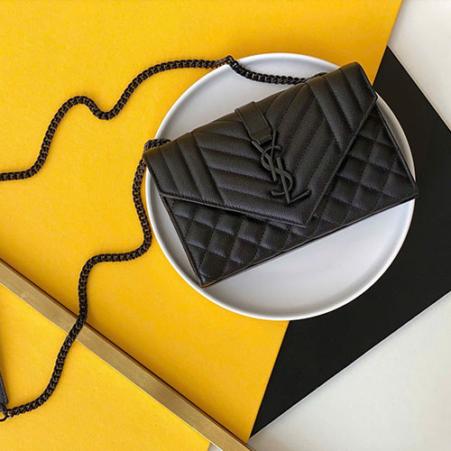 Túi Xách YSL Envelope Mini Quilted Leather Bag 526286 Màu Đen Siêu Cấp Size 21 cm