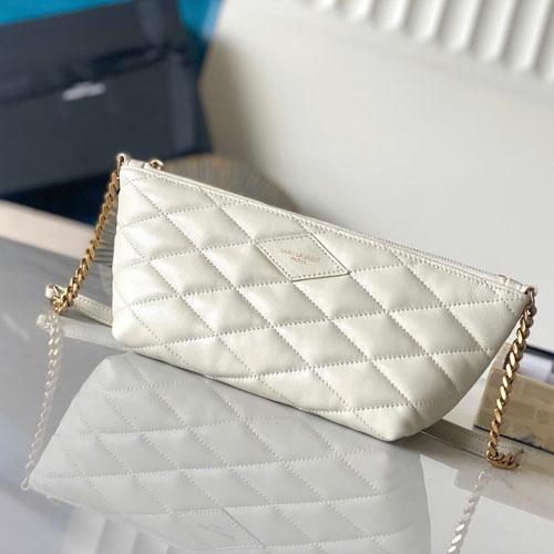 Túi Xách YSL Lambskin Quilted Dumpling Bag 755979 Màu Trắng Siêu Cấp Size 27 cm