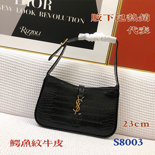 Túi Xách YSL Niki Da Cá Sấu S08003 Màu Đen Super Size 23 cm