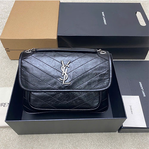 Túi xách YSL Niki Medium 28cm 633158 Da Nhăn Màu Đen Siêu VIP