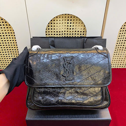 Túi Xách YSL Niki Medium In Vintage Leather Black Siêu Cấp Size 28cm