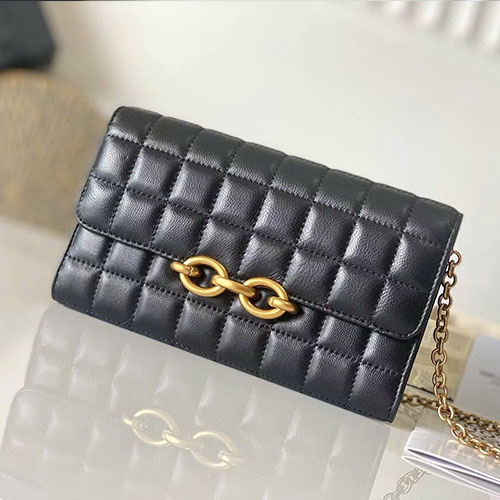 Túi Xách YSL Single Shoulder Chain Clutch 738109 Màu Đen Siêu Cấp Size 19 cm