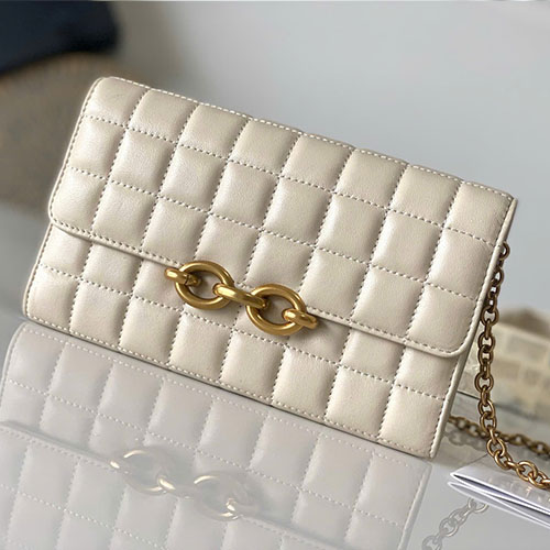 Túi Xách YSL Single Shoulder Chain Clutch 738109 Màu Trắng Siêu Cấp Size 19 cm