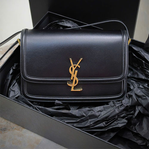 Túi xách YSL SOLFERINO BOX Siêu VIP – Màu đen khoá vàng – Size 23cm – Da nguyên bản