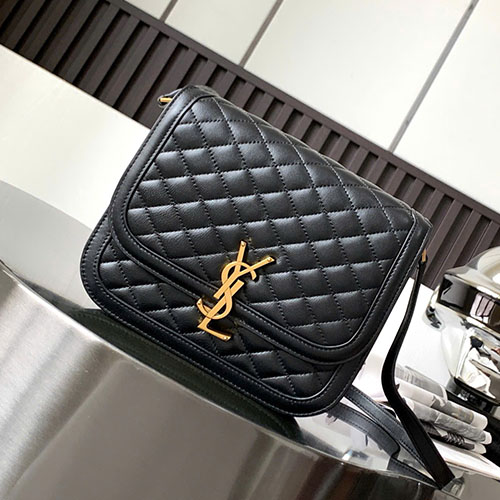 Túi Xách YSL Solferino Lambskin Quilted Bag 733704 Màu Đen Siêu Cấp Size 22 cm