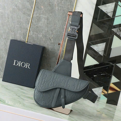 Túi Yên Ngựa Dior 1ADPO093LLG_H830 Màu Xám Đậm Siêu Vip Size 26cm
