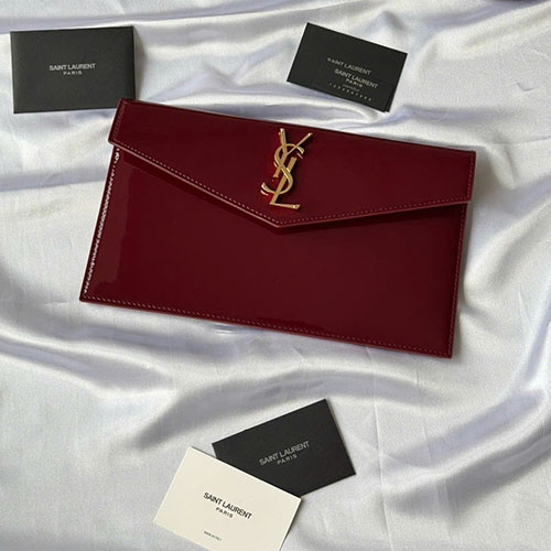Ví Cầm Tay YSL 2025 Da Bê 565739 Màu Đỏ Size 27cm