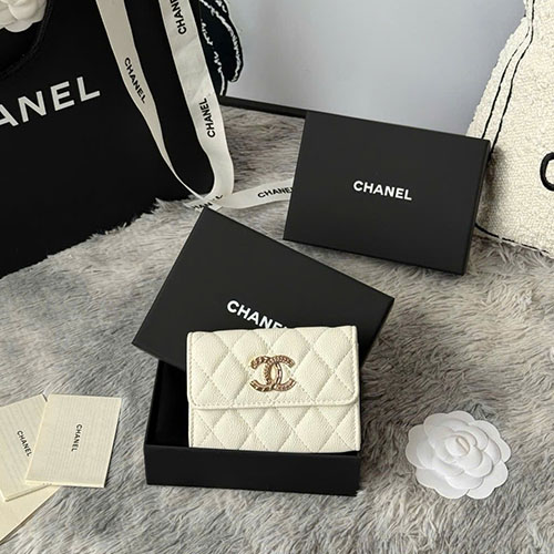 Ví Card Chanel Da Cá Tầm 22k Logo C AP3047 Siêu Cấp Size 11cm