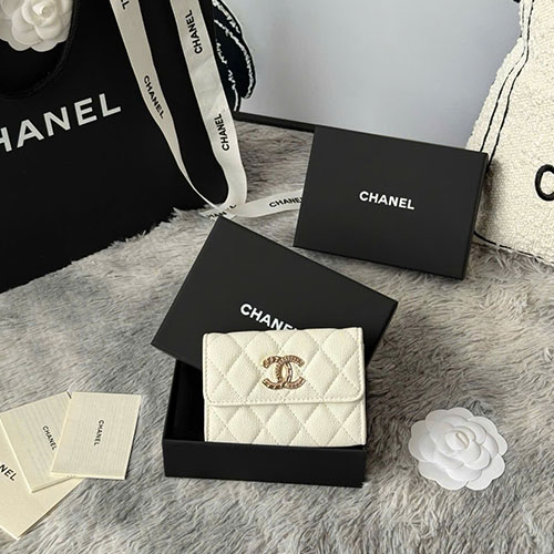 Ví Card Chanel Da Cá Tầm 22k Logo C AP3047 Siêu Cấp Size 11cm