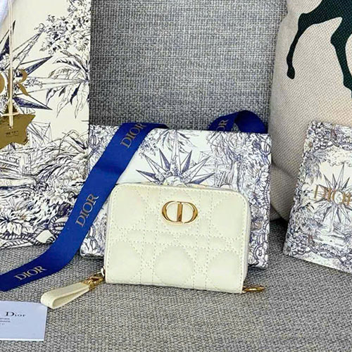 Ví Dior Caro S5034 Màu Trắng Siêu Cấp Size 11 cm