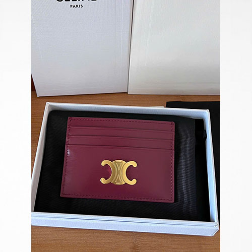 Ví Đựng Thẻ Celine Triomphe Siêu Cấp Màu Đỏ Size 11cm