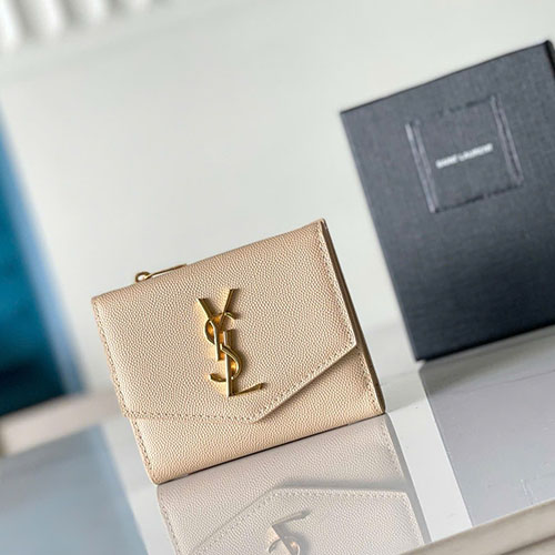 Ví Đựng Thẻ YSL 766754 Màu Kem Siêu Cấp Size 12 cm