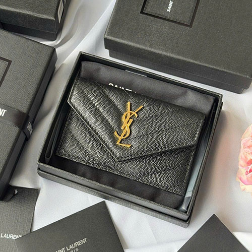 Ví Đựng Thẻ YSL Nắp Gập Da Bò 612808 Siêu Cấp Size 13cm