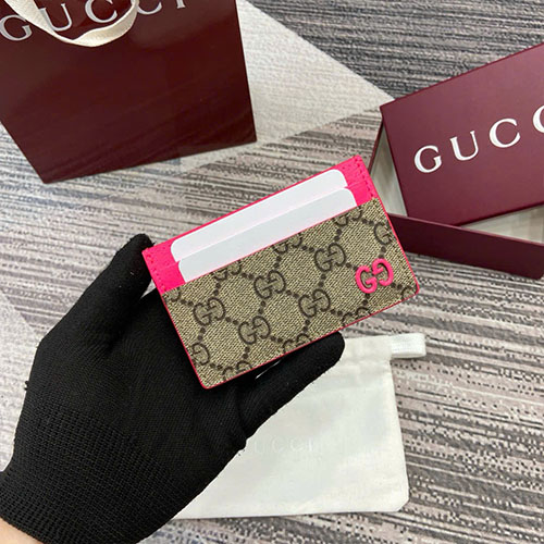 Ví Gucci Đựng Thẻ Mini Supreme 768248 Nâu Hồng Siêu Cấp Size 11 cm