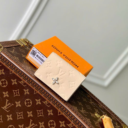 Ví LV Đựng Danh Thiếp M12177 Màu Be Kem Siêu Vip Size 10.5 cm