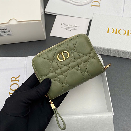 Ví Mini Dior Jolie Glycine Zip Card Holder S5034 Da Cừu Siêu Cấp