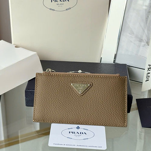 Ví Prada Đựng Thẻ 2MC086 Màu Nâu Siêu Cấp Size 13 cm