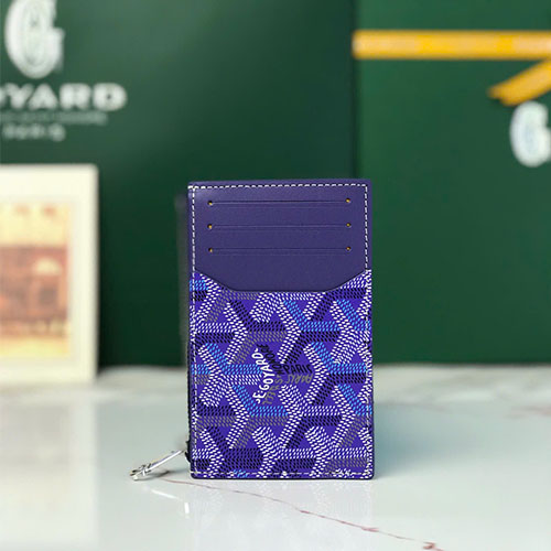 Ví thẻ Goyard Bourbon zipper card holder siêu VIP - xanh dương