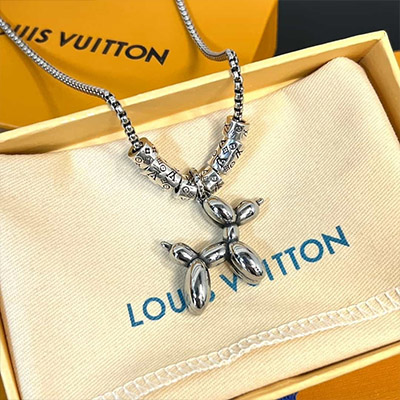 Vòng Cổ Louis Vuitton Cún Con Siêu Cấp Bạc Full Box