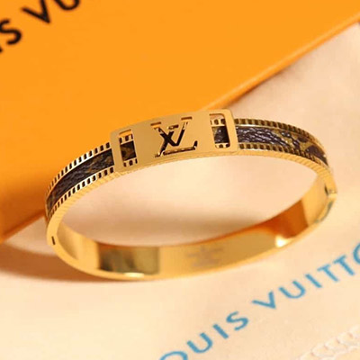 Vòng Tay Louis Vuitton Mạ Vàng Siêu Cấp Da Nâu LV Full Box