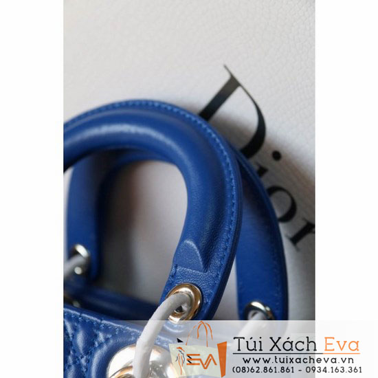 tui xach dior lady super 3 o mau xanh cobalt khoa bac dep